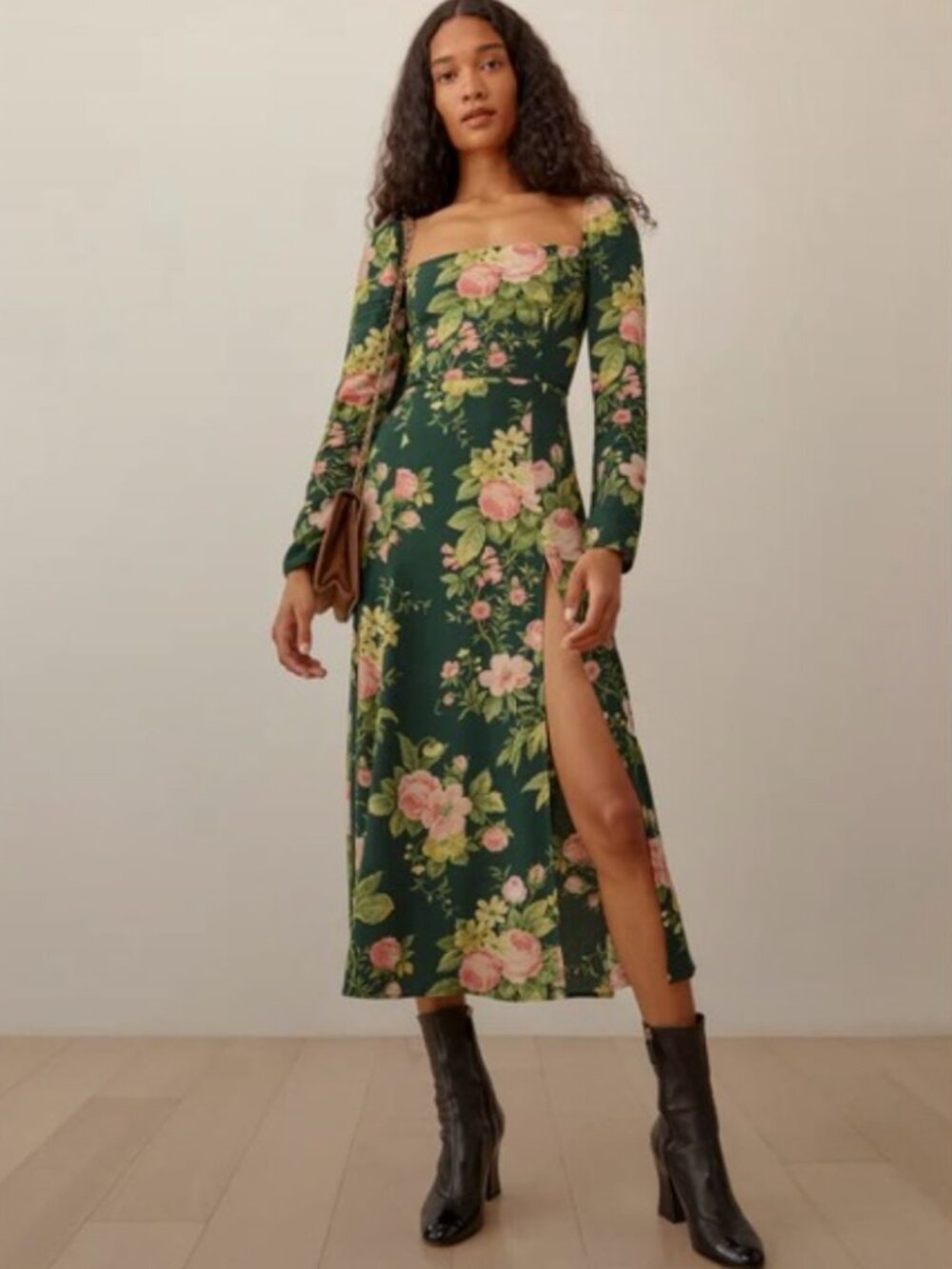 Reformation | Sigmund Floral Midi Dress in Green Belvedere Floral | Size 16